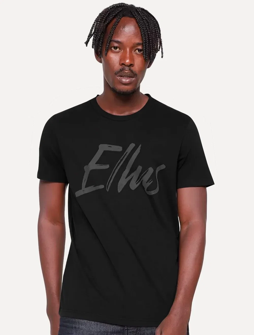Camiseta Ellus Masculina Maxi Logo Classic Brush Preta