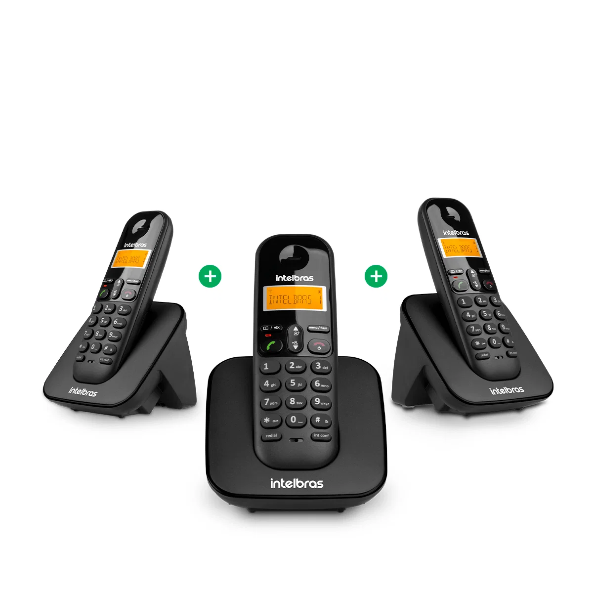 Combo Telefone sem Fio + Dois Ramais Adicionais Intelbras TS 3113 Preto