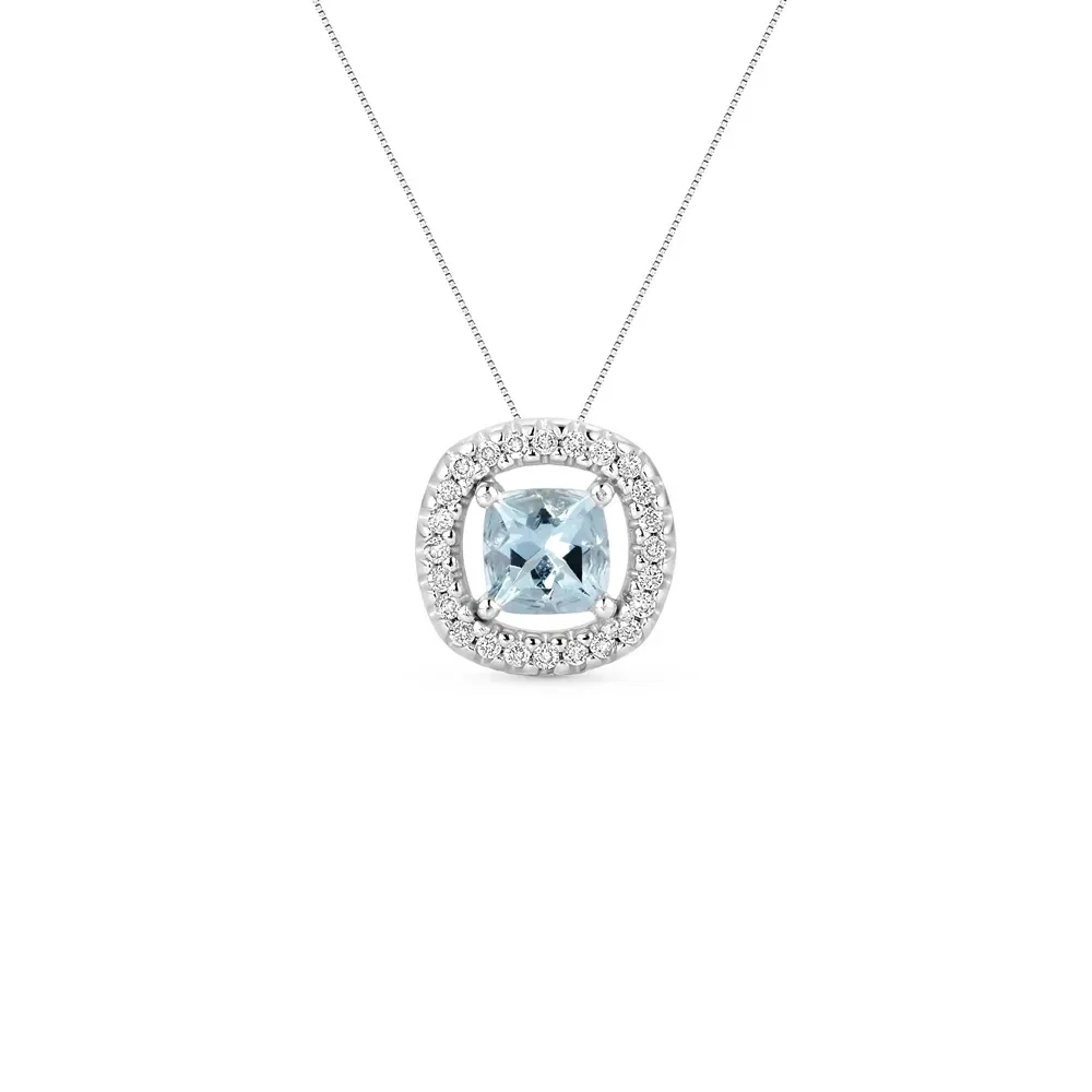 Pingente Splendore em Ouro Branco 18k com Água Marinha e Diamantes, 10mm — imagem 1