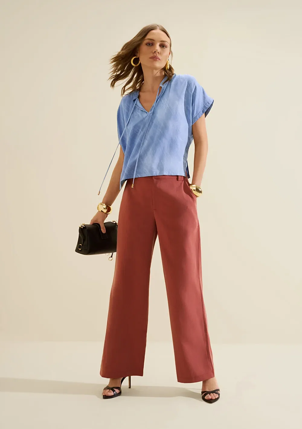Calça Reta Estado Natural Bordo — imagem 1