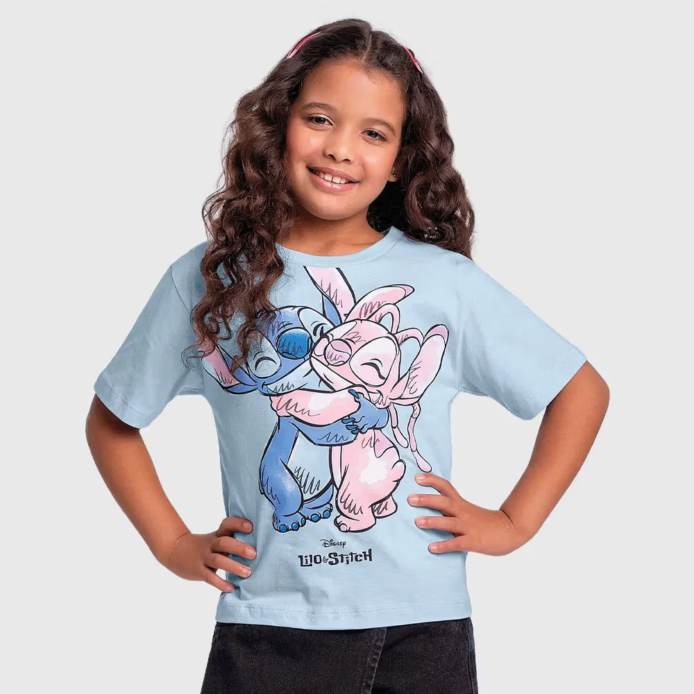 Blusa em meia malha Lilo e Stitch