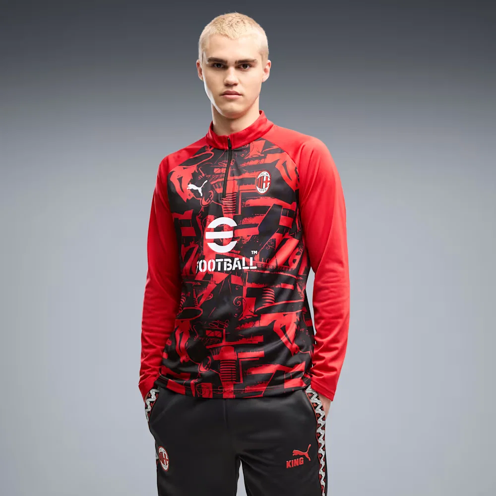 Blusa Quarter-Zip AC Milan Warmup Masculina