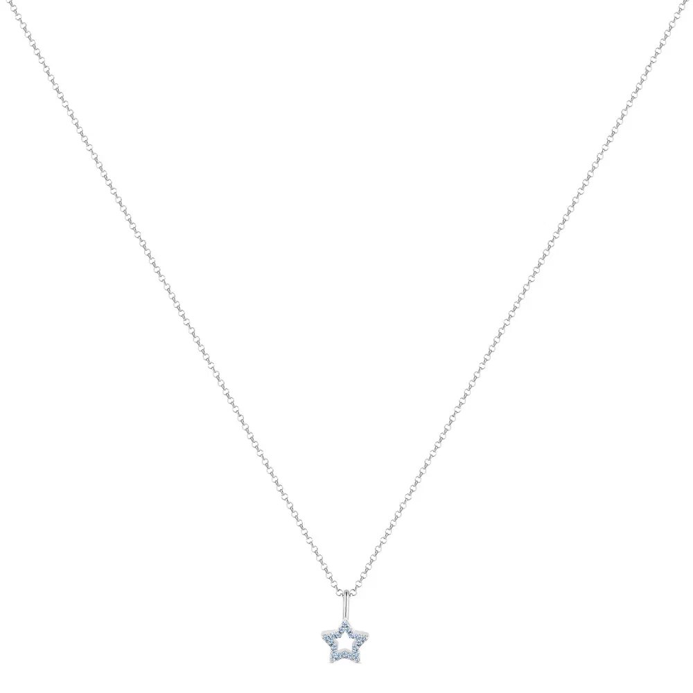 Colar Life Astro Estrela em Prata 925 com Pedras Azuis, 45cm — imagem 1