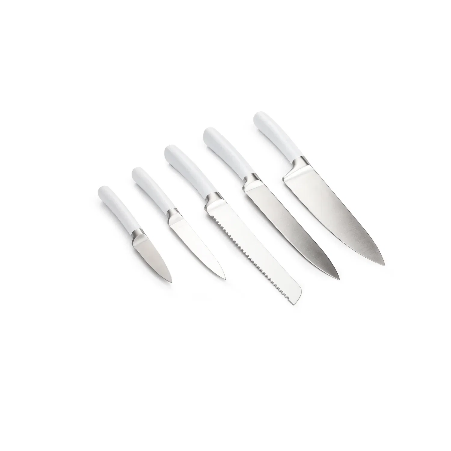 Bloco de Facas Inox 6 Peças Cepo Madeira Branca