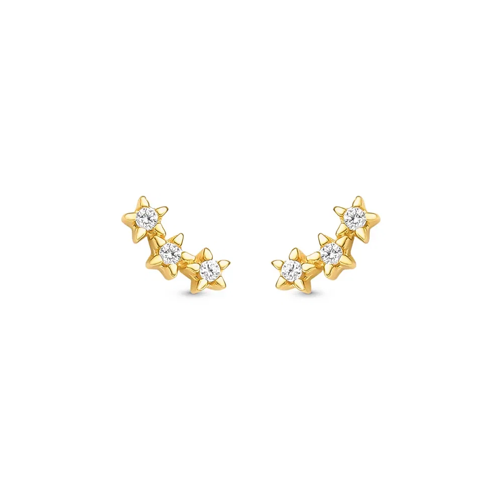 Brinco Baby Estrelas em Ouro Amarelo 18k com Topázios Incolores — imagem 1