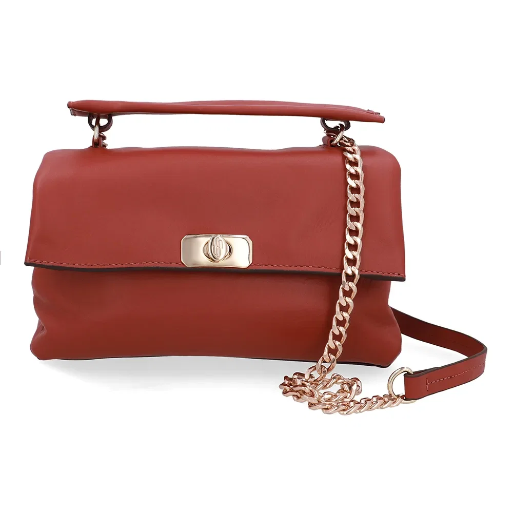 Bolsa Tote Couro Marrom Torniquete — imagem 1