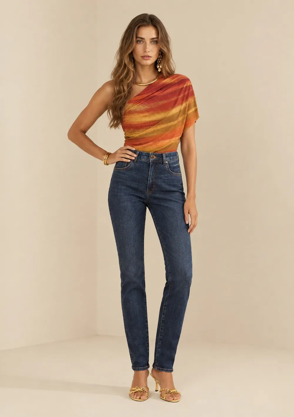 Calça Morena Rosa Skinny Alta Azul