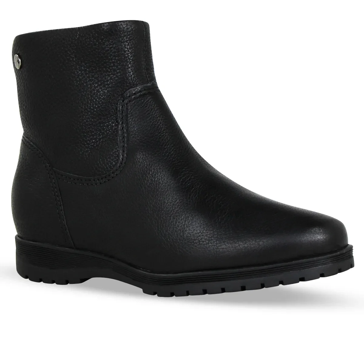 Bota Cano Baixo Couro Burnish Preto