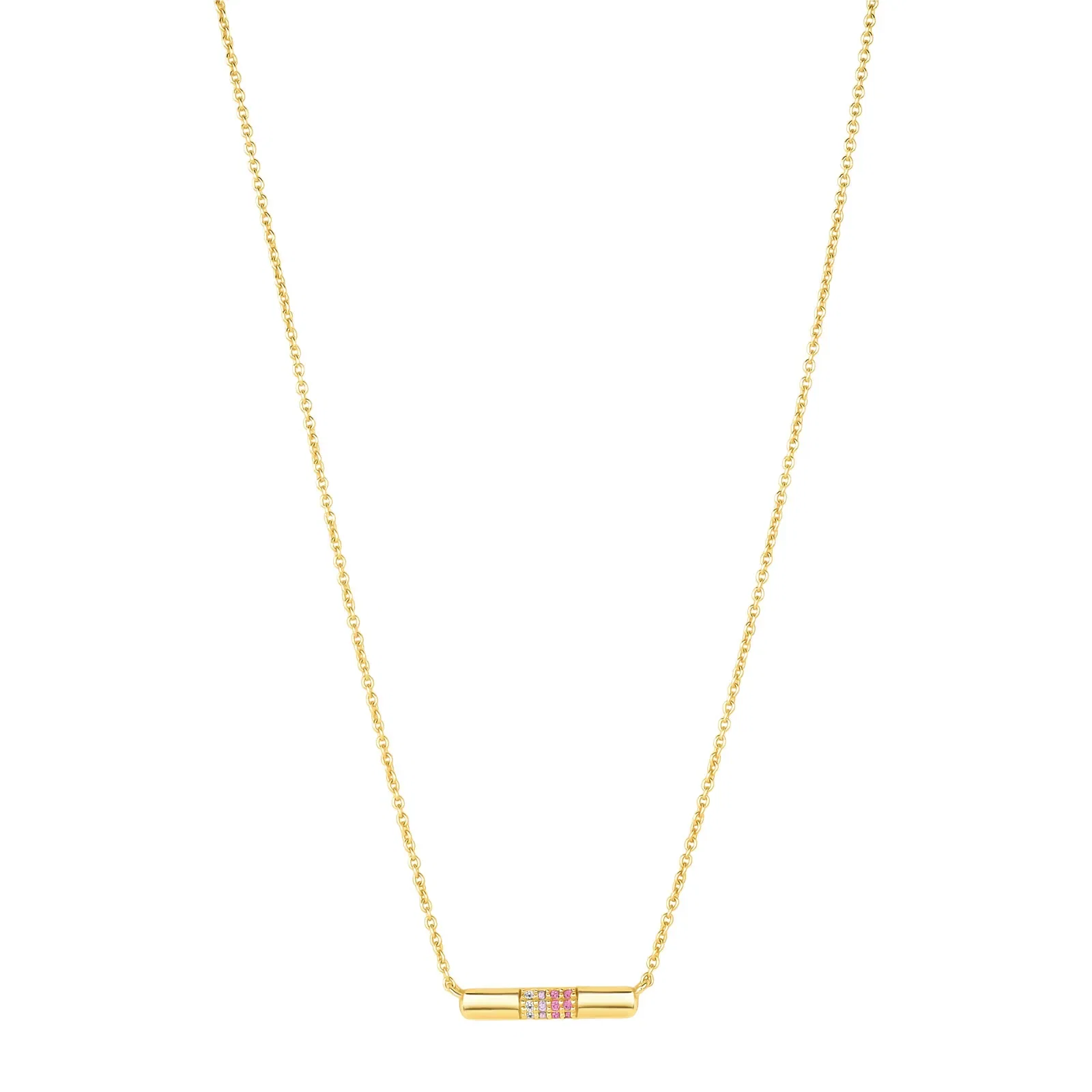 Colar Life Shine I em Prata 925 com Banho de Ouro Amarelo 18k e Pedras Rosas, 45cm — imagem 1