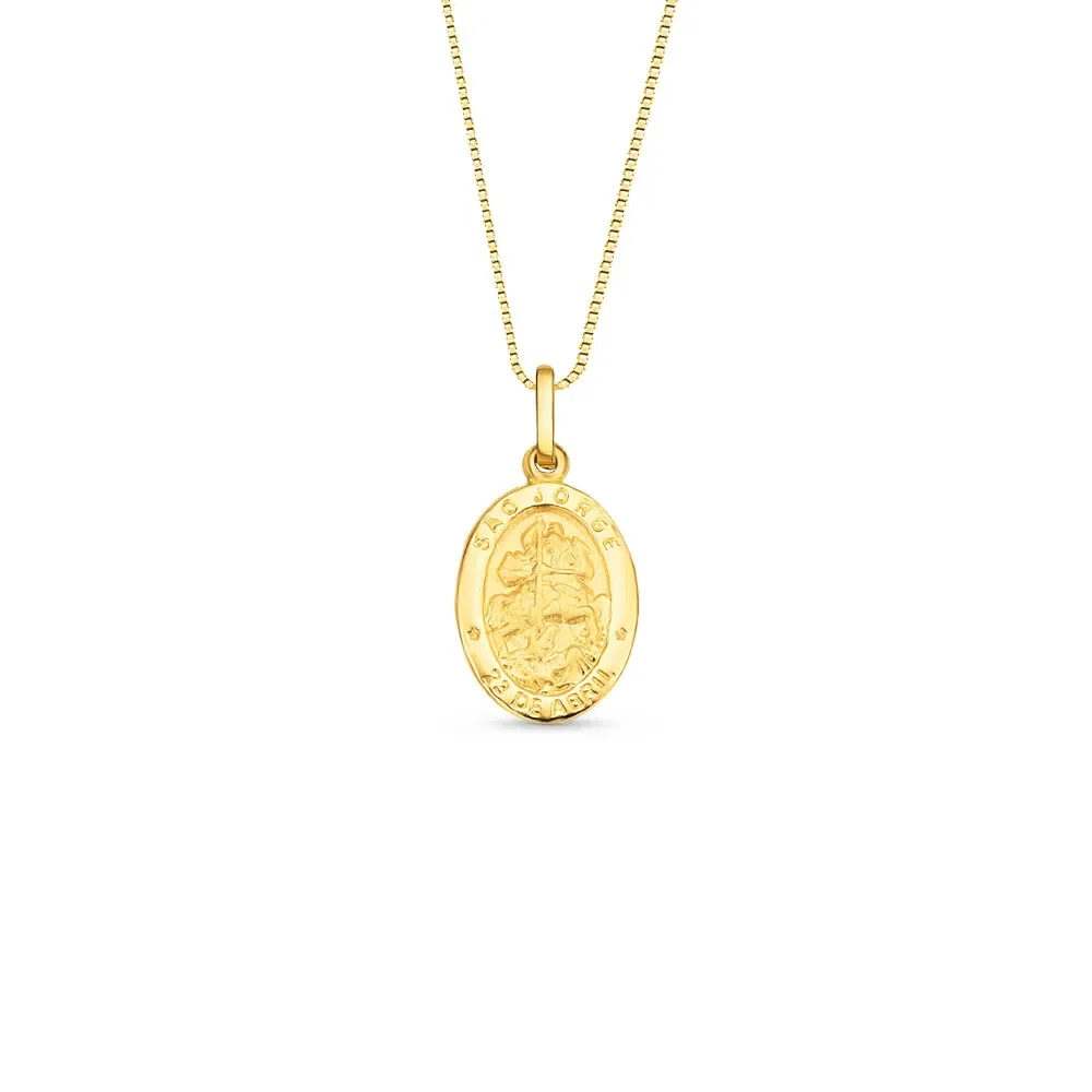 Pingente Medalha São Jorge em Ouro Amarelo 18k, 19mm
