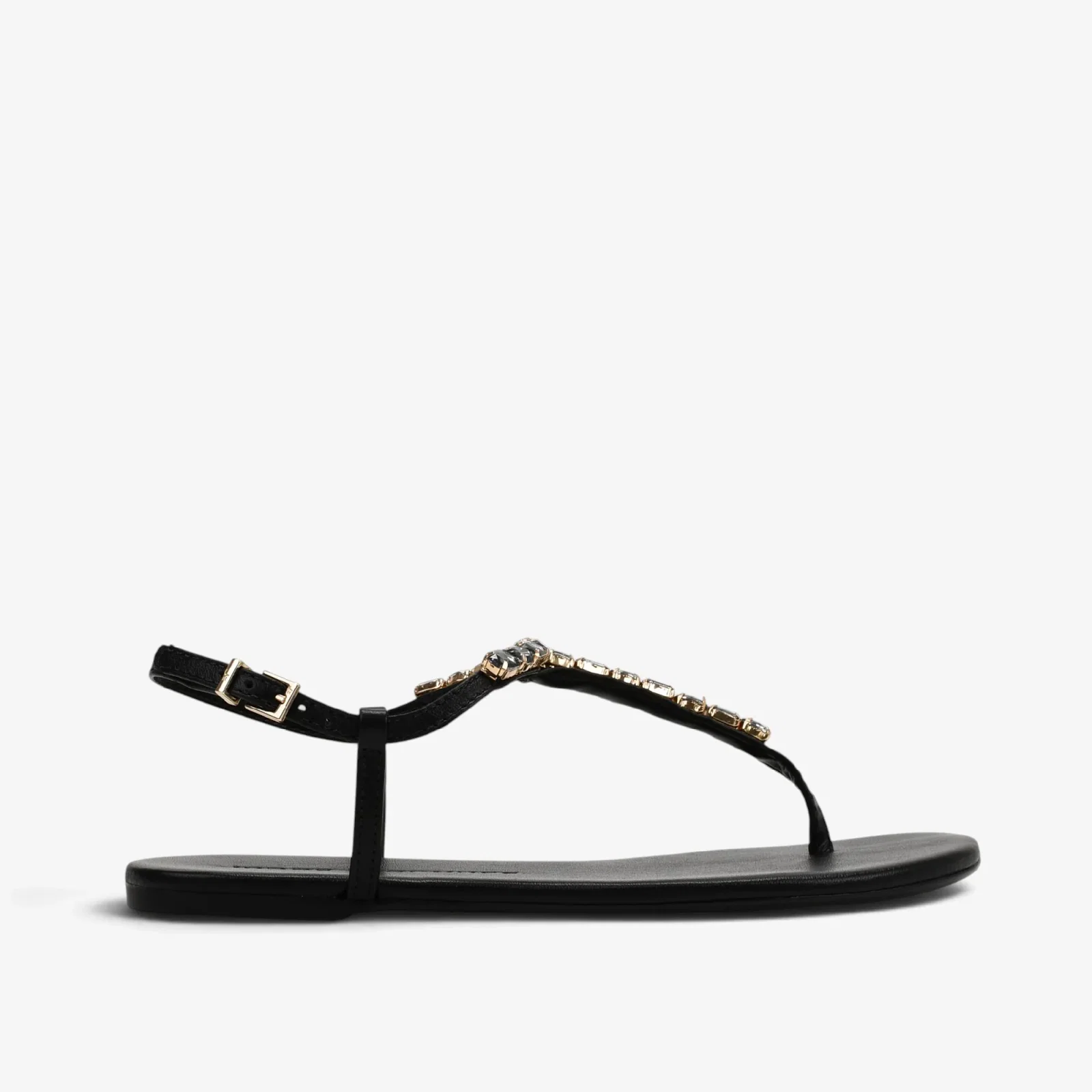 Sandália Rasteira Preto Couro