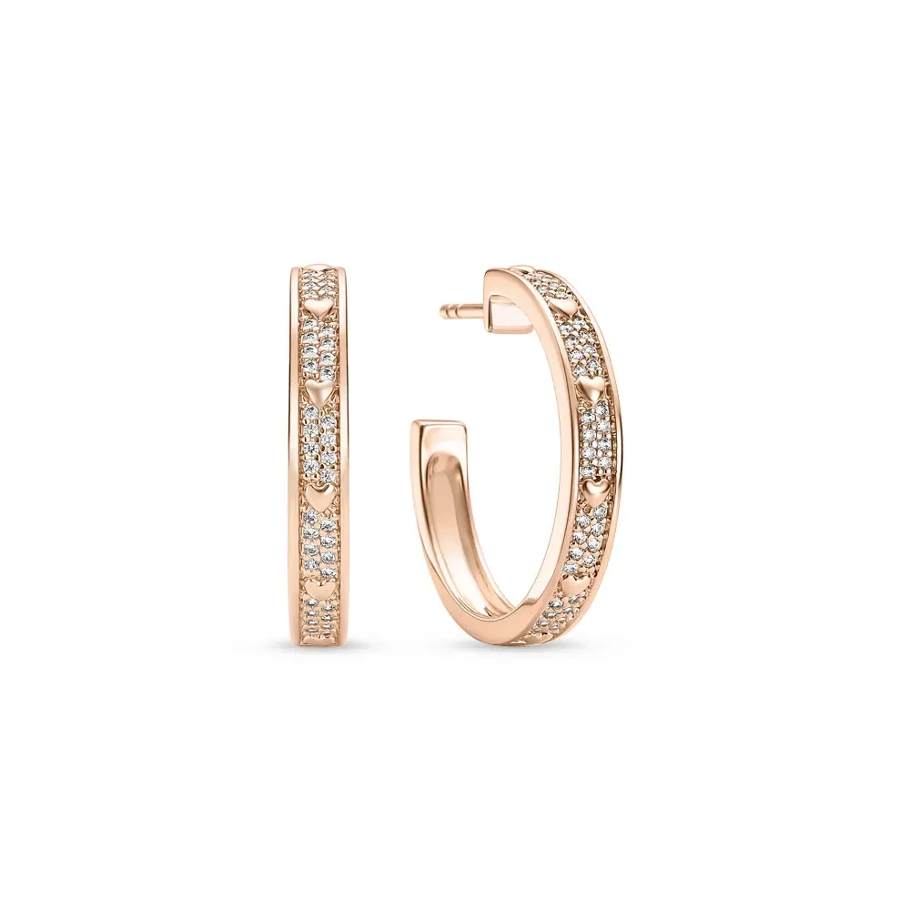 Argola Life Love Locker em Liga Rosé com Banho de Ouro Rosé 18k e Pedras Incolores, 25mm — imagem 1