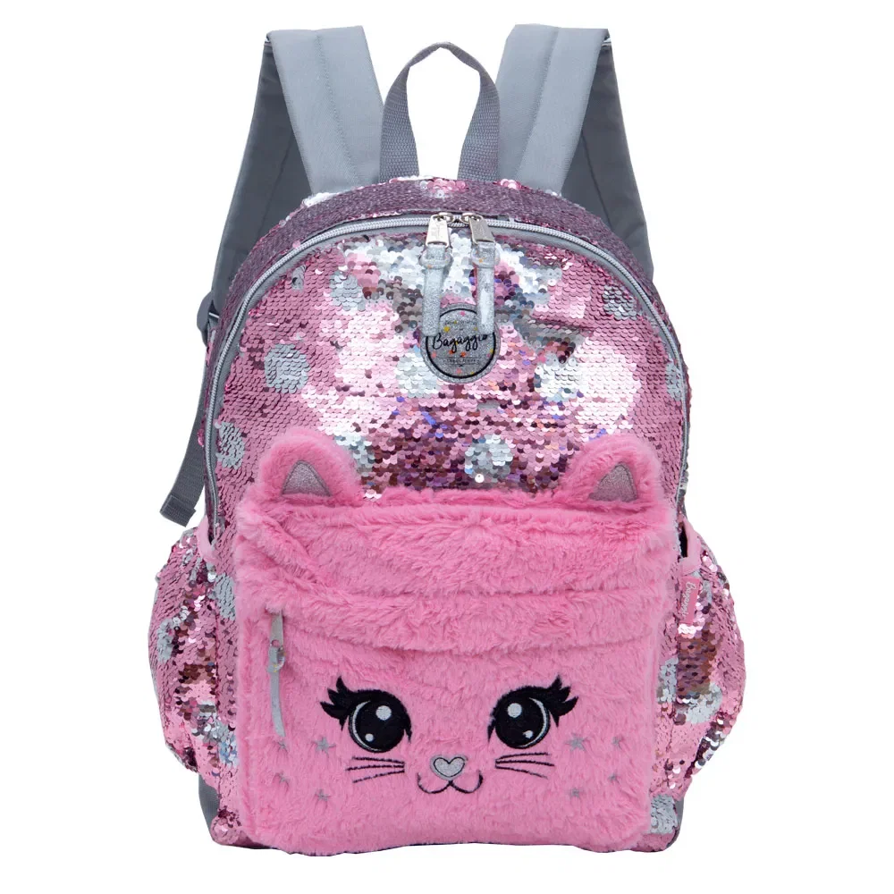Mochila Escolar Feminina Gatinho Rosa