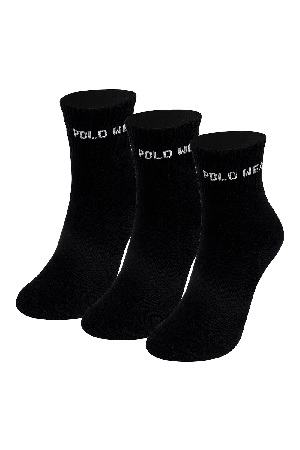 Kit 3 Pares Meias Confortáveis Cano Alto Polo Wear Preto
