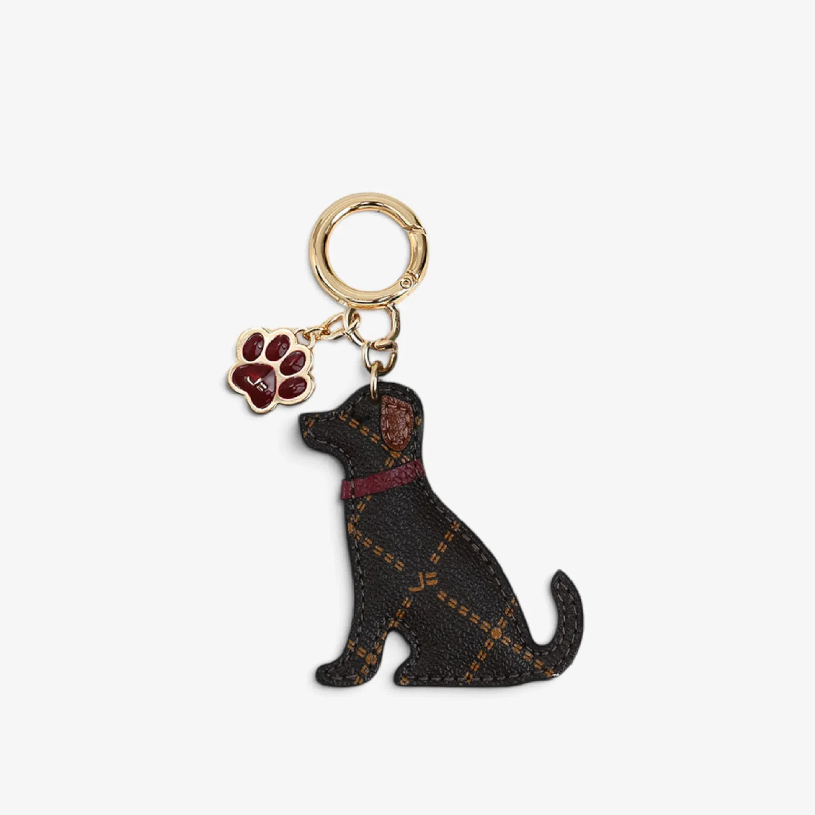 Bag Charm Pet Monograma Marrom Cafe Couro