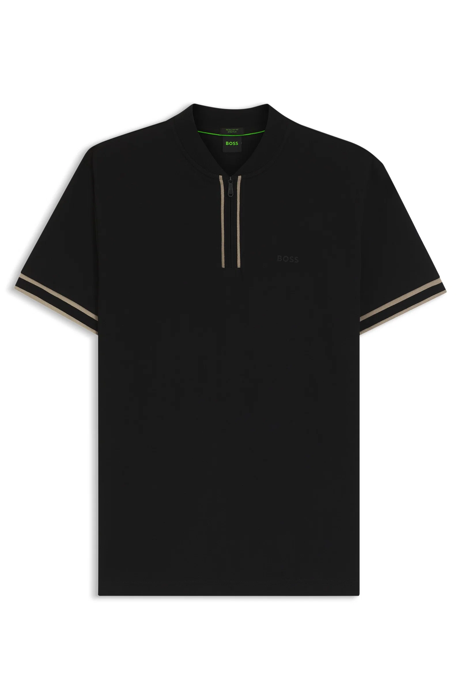 Polo De Malha Com Zíper De Algodão Piqué Elástico — imagem 1