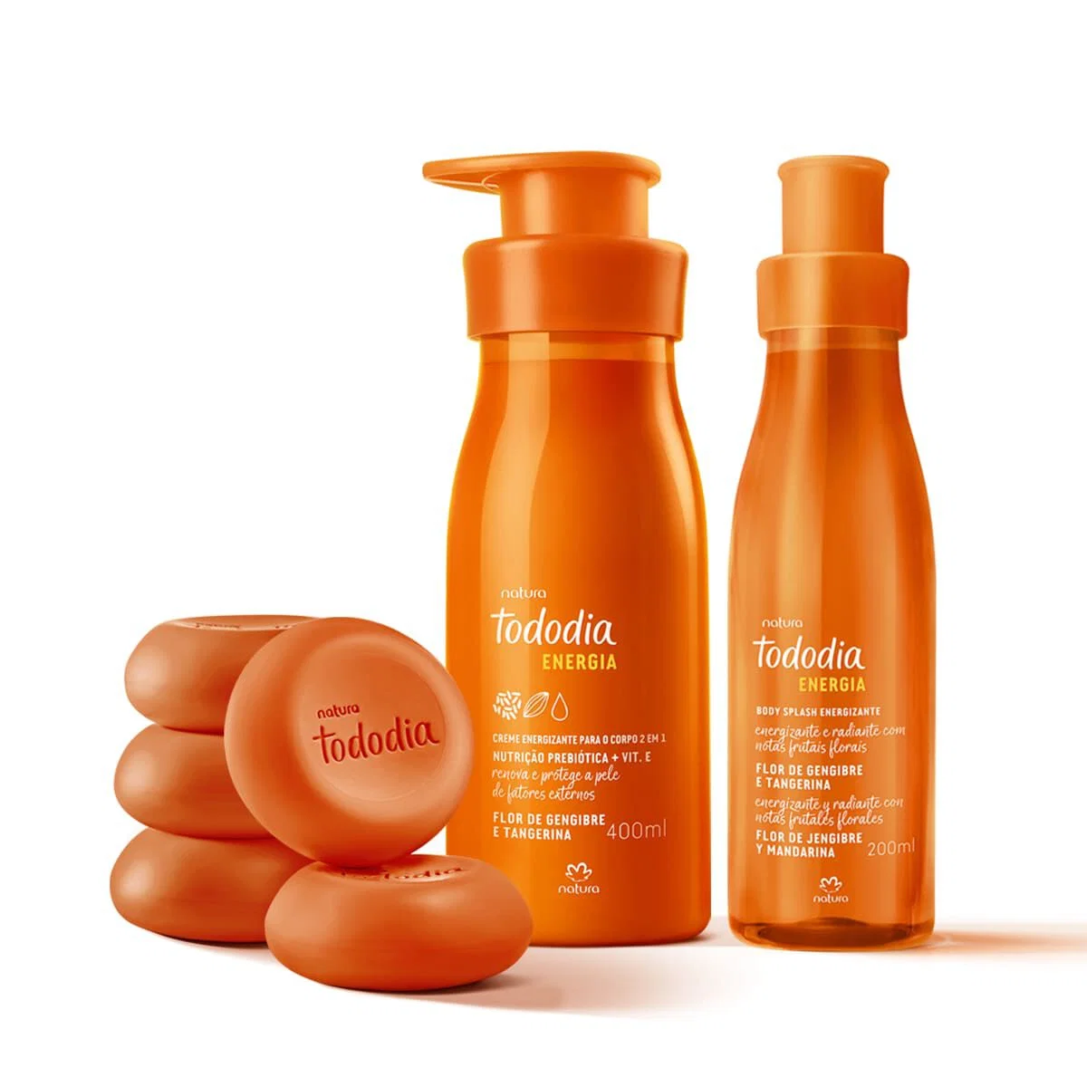 Kit Tododia Energia Flor de Gengibre e Tangerina com Sabonete, Hidratante e Body Splash (3 produtos)
