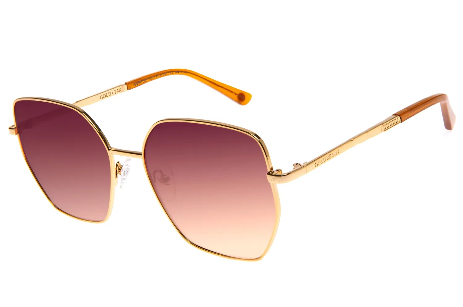 Óculos de Sol Feminino Gold Borboleta Quadrado Degradê Marrom — imagem 1