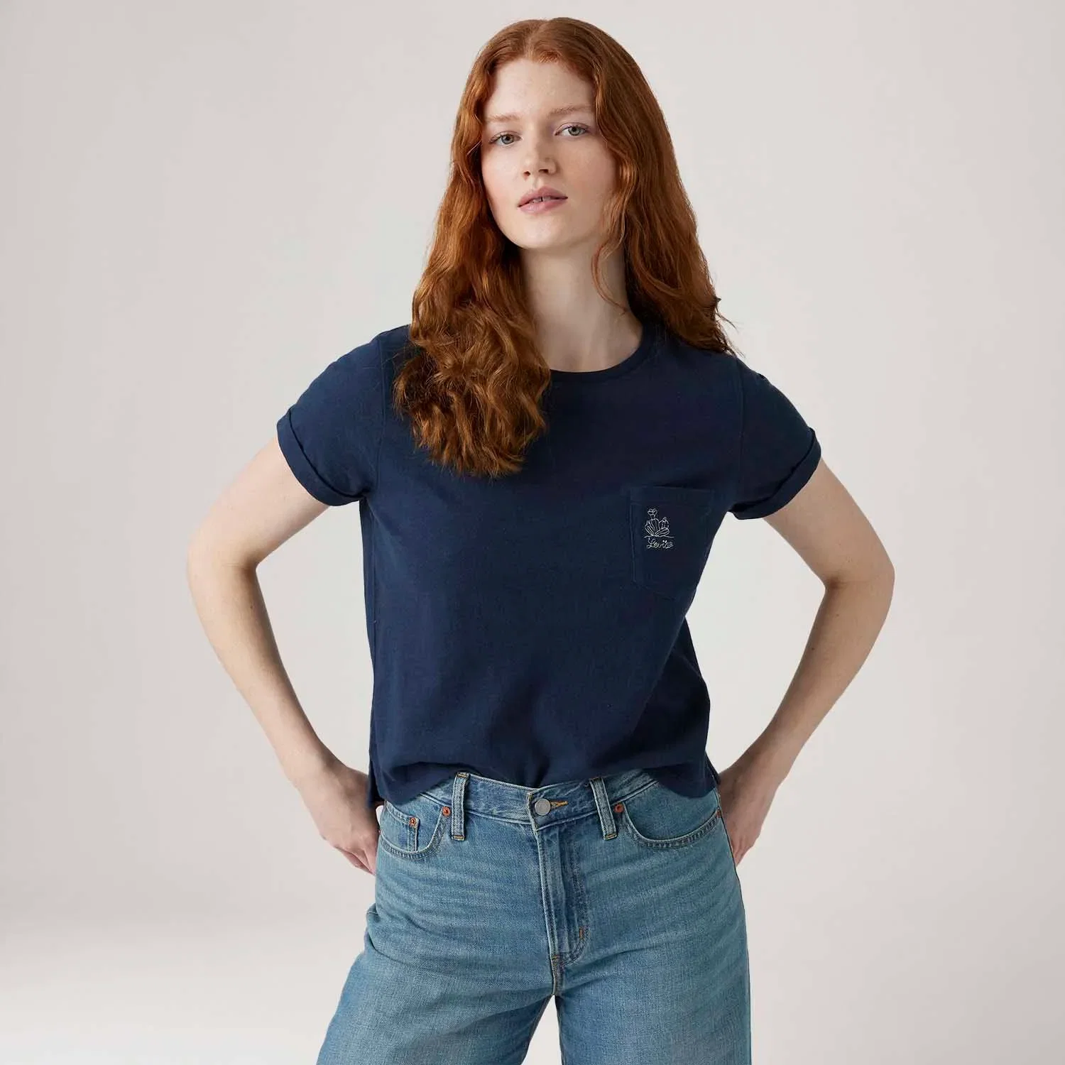 Camiseta Levi's® Margot Pocket Azul Manga Curta — imagem 1