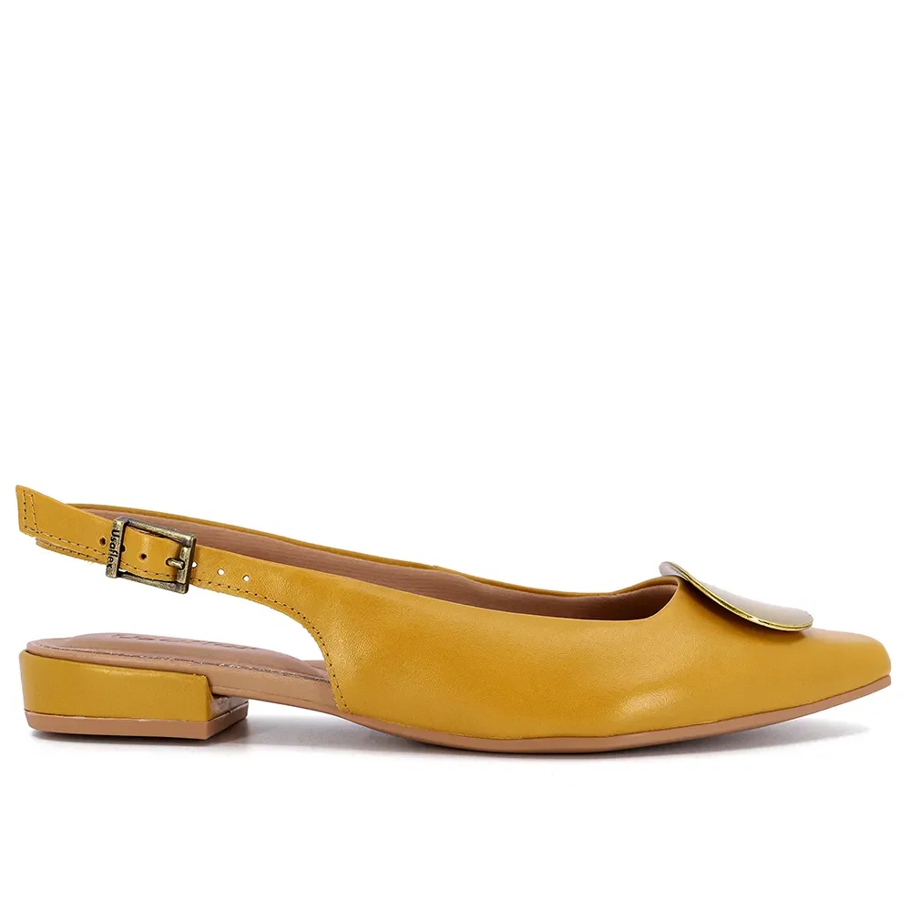 Slingback Amarelo Salto Bloco Couro — imagem 1