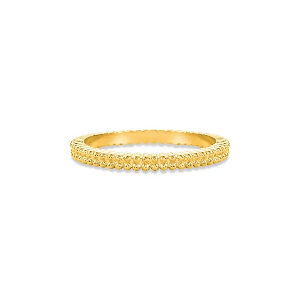 Anel Life Duplo Bolinhas em Prata 925 com Banho de Ouro Amarelo 18k