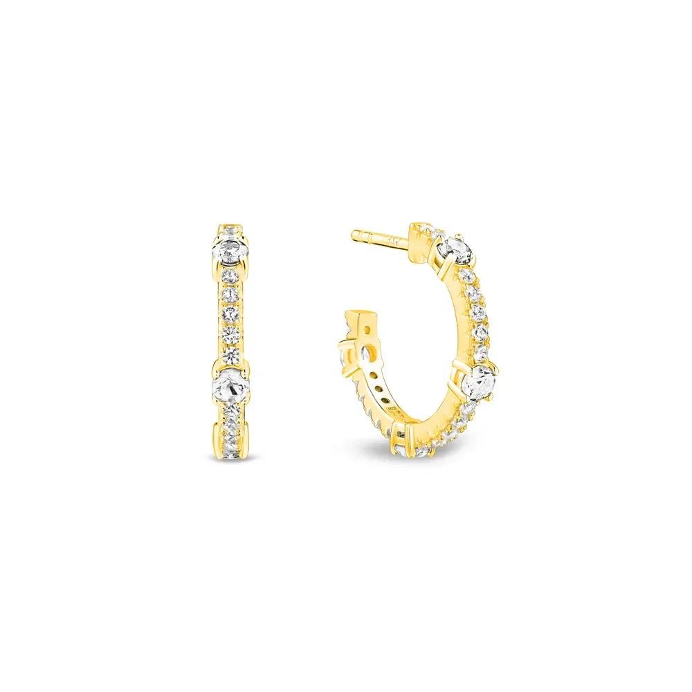 Argola Life Ocean em Prata 925 com Banho de Ouro Amarelo 18k e Pedras Incolores, 20,3mm — imagem 1