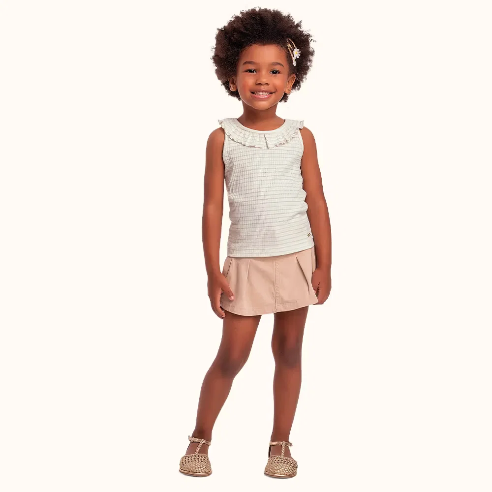 Regata em ribana lurex com leves babados