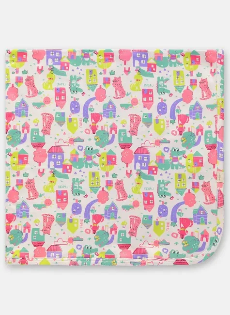 Manta para Bebê Menina em Suedine com Estampa Abstrata (Branco) Up Baby