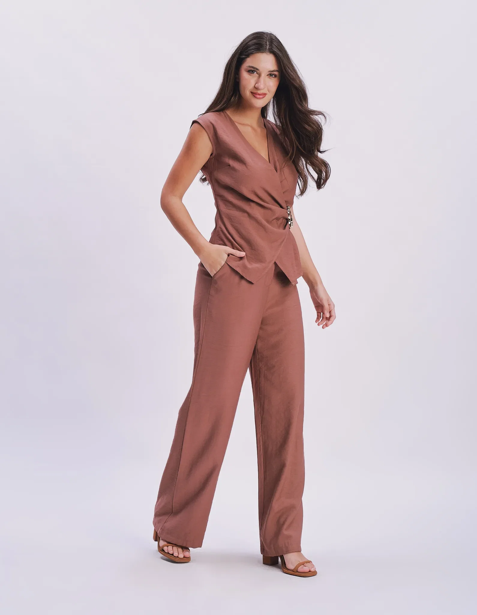 Calça Pantalona - Marrom