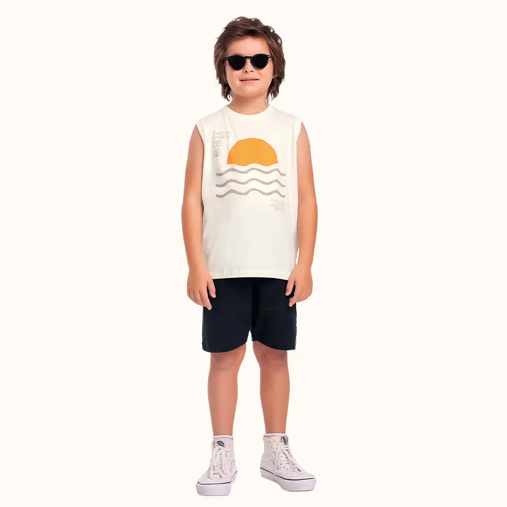 Conjunto regata em meia malha e bermuda em moletinho radical sports