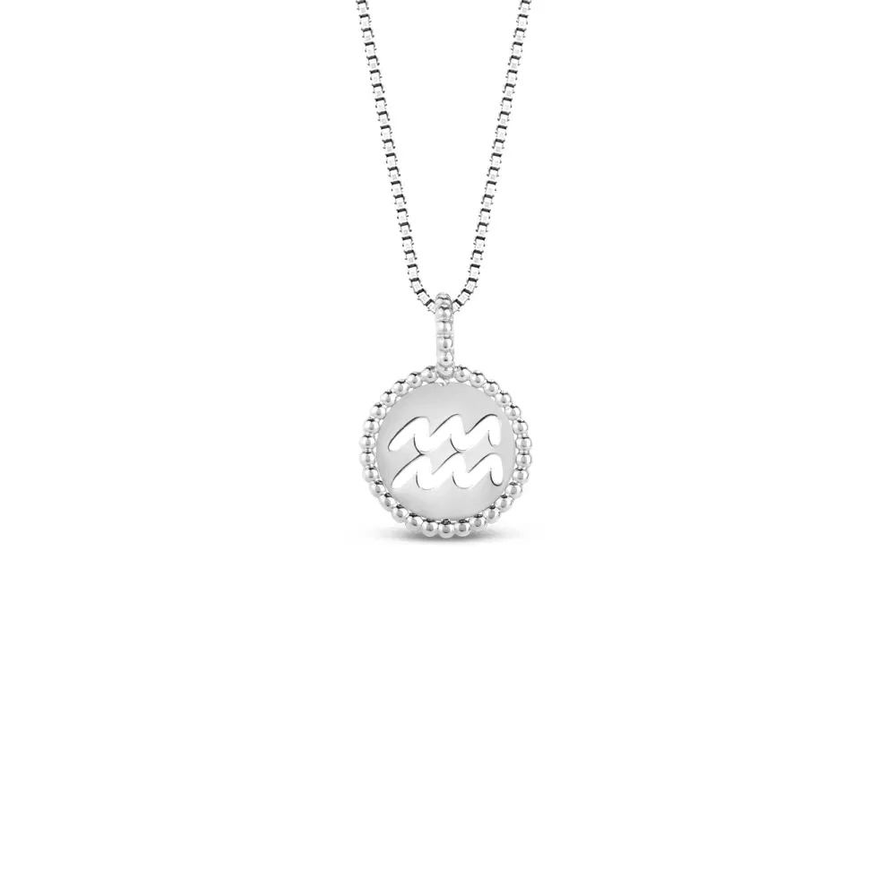 Pingente Signo Aquário em Ouro Branco 18k, 15mm — imagem 1