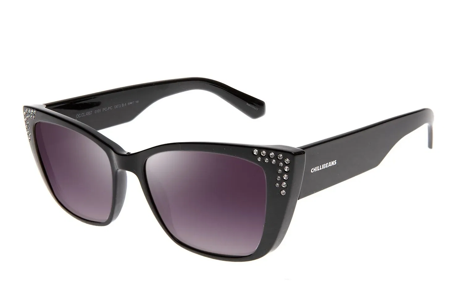 Óculos de Sol Feminino Cristais Gatinho Strass Preto — imagem 1