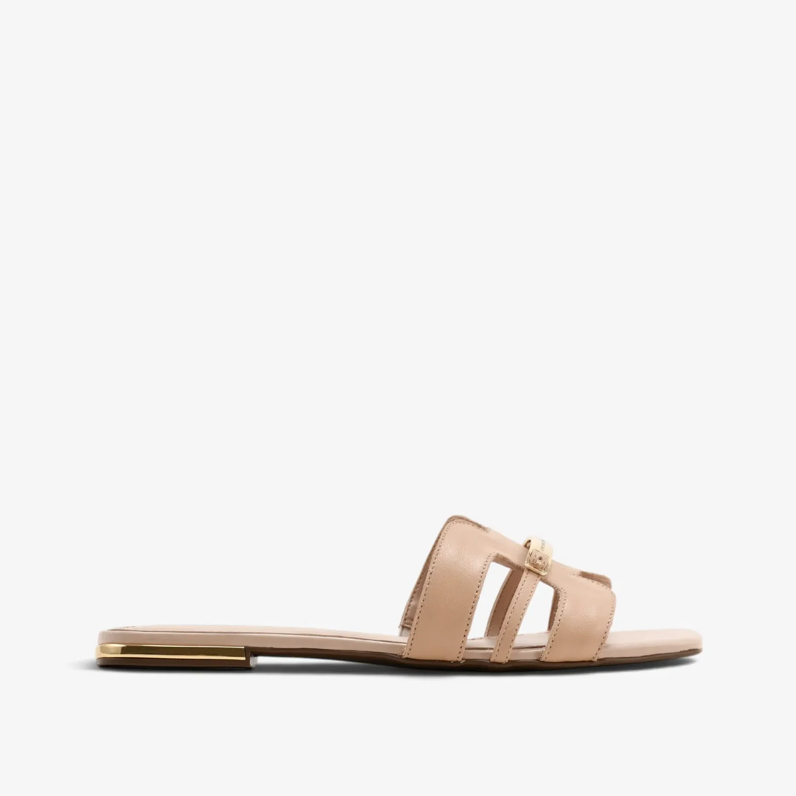 Chinelo Flat Nude Areia Couro