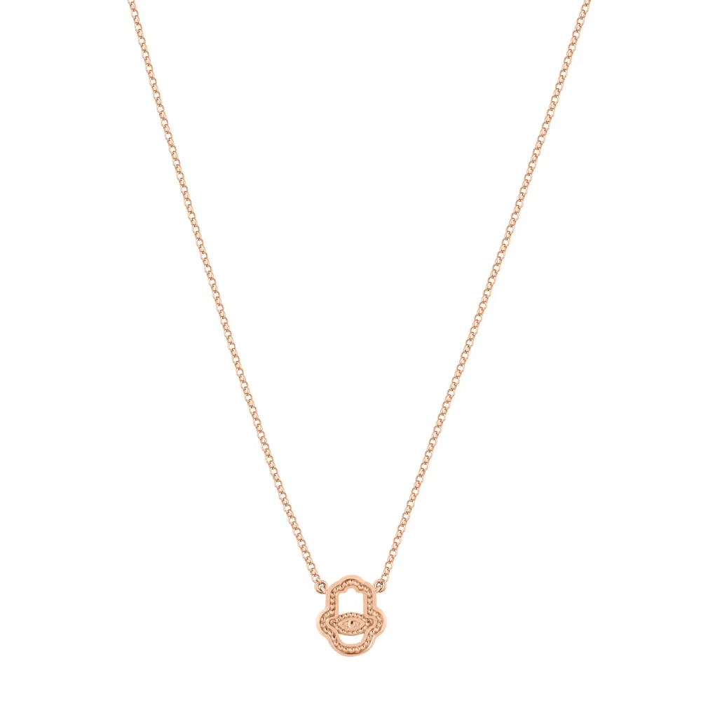 Colar Life Amuleto Hamsa em Liga Rosé com Banho de Ouro Rosé 18k, 40cm — imagem 1