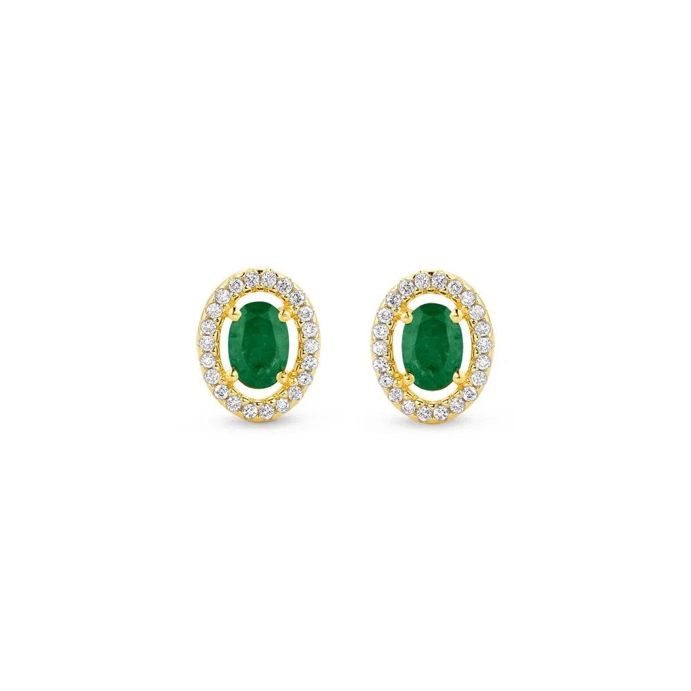 Brinco Splendore em Ouro Amarelo 18k com Esmeralda e Diamantes — imagem 1
