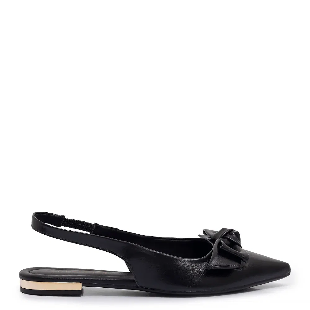 Sapatilha Preta Slingback Laço