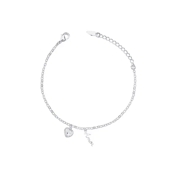 Pulseira Prata Leve Coração em Zircônia — imagem 1