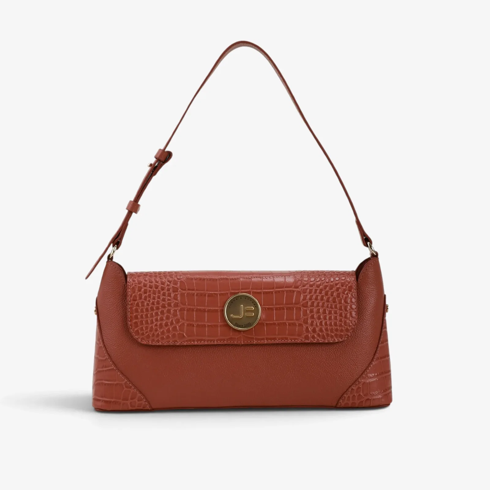 Bolsa Baguete Rosa Sertão Couro Croco — imagem 1