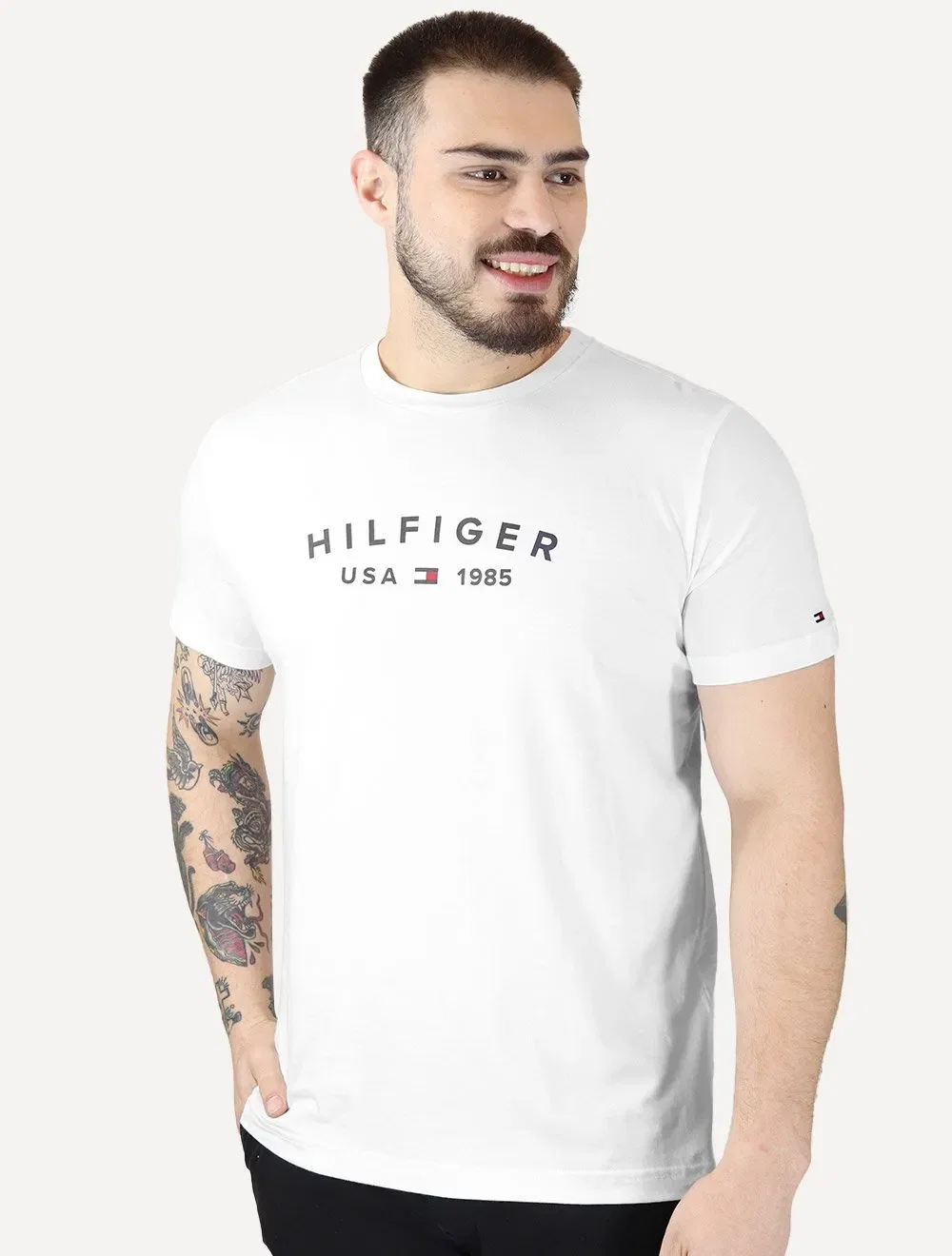 Camiseta Tommy Hilfiger Masculina Fathers Arc USA Branca — imagem 1