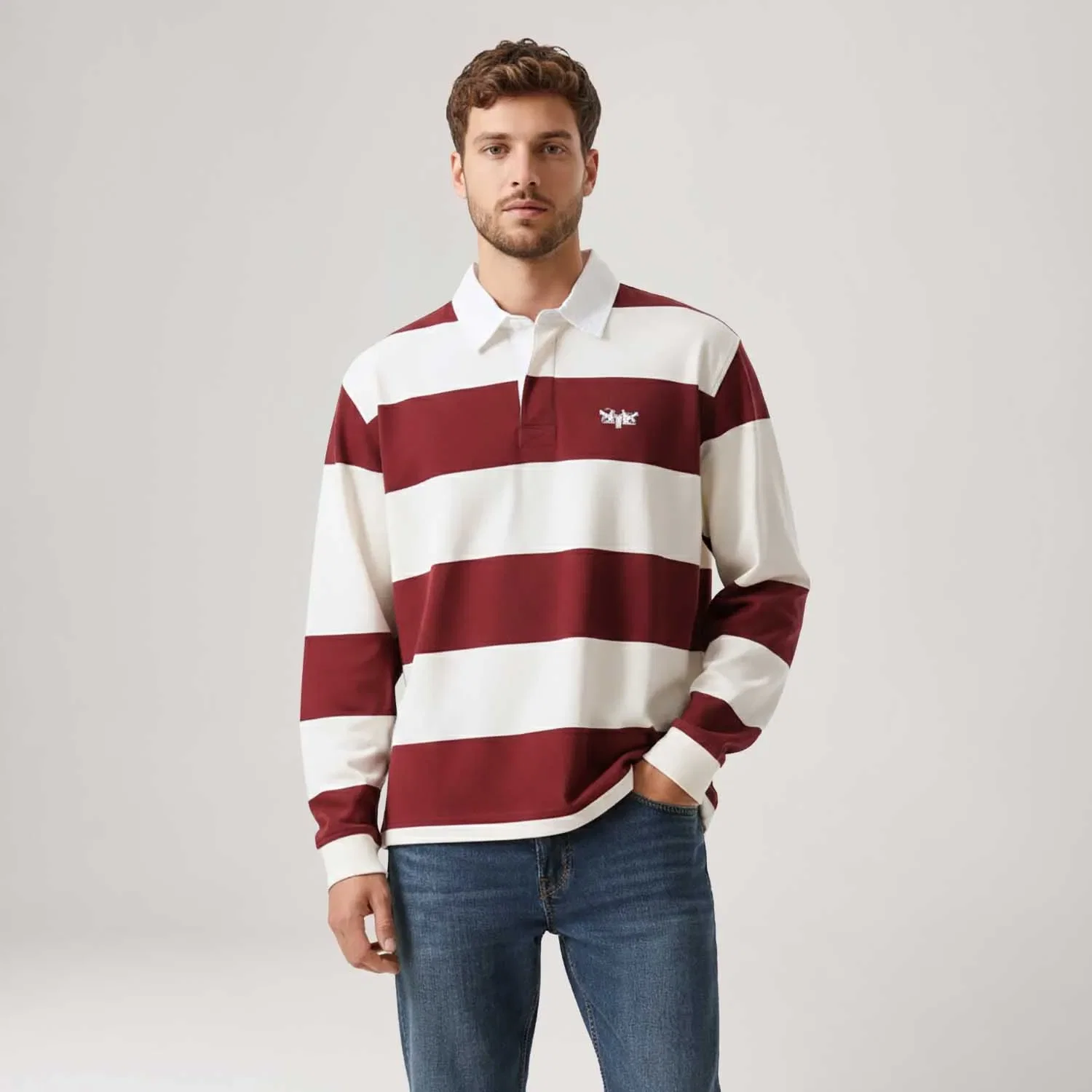 Polo Levi's® Hudson Rugby Listrada Manga Longa — imagem 1