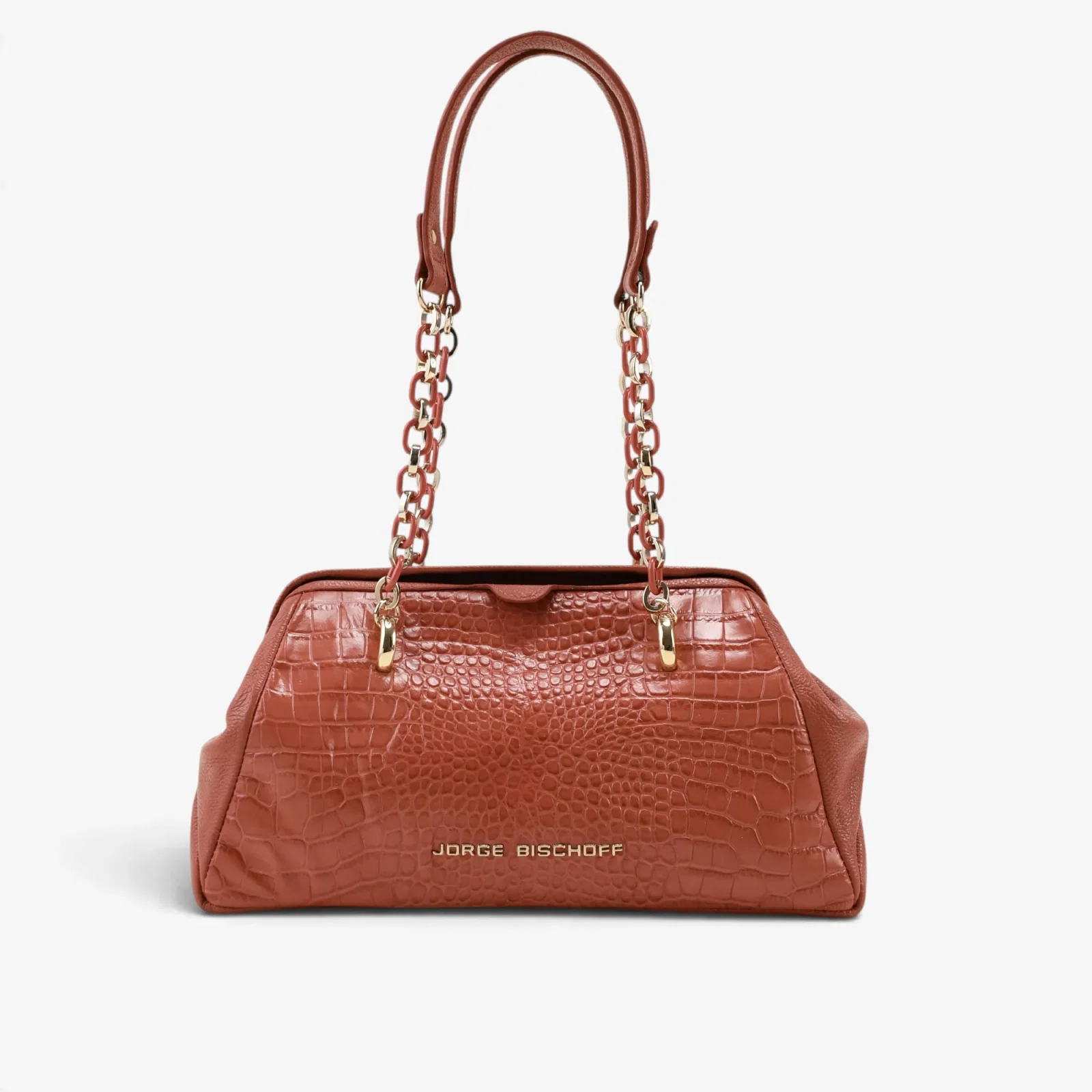 Bolsa De Ombro Rosa Sertão Couro Croco