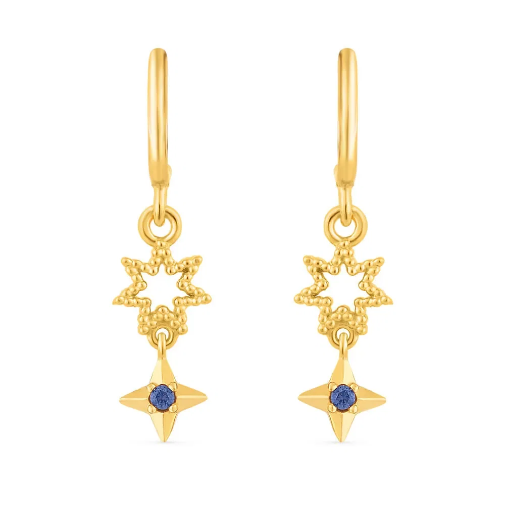 Argola Life Cosmic em Prata 925 com Banho de Ouro Amarelo 18k e Pedras Azuis, 14 mm — imagem 1