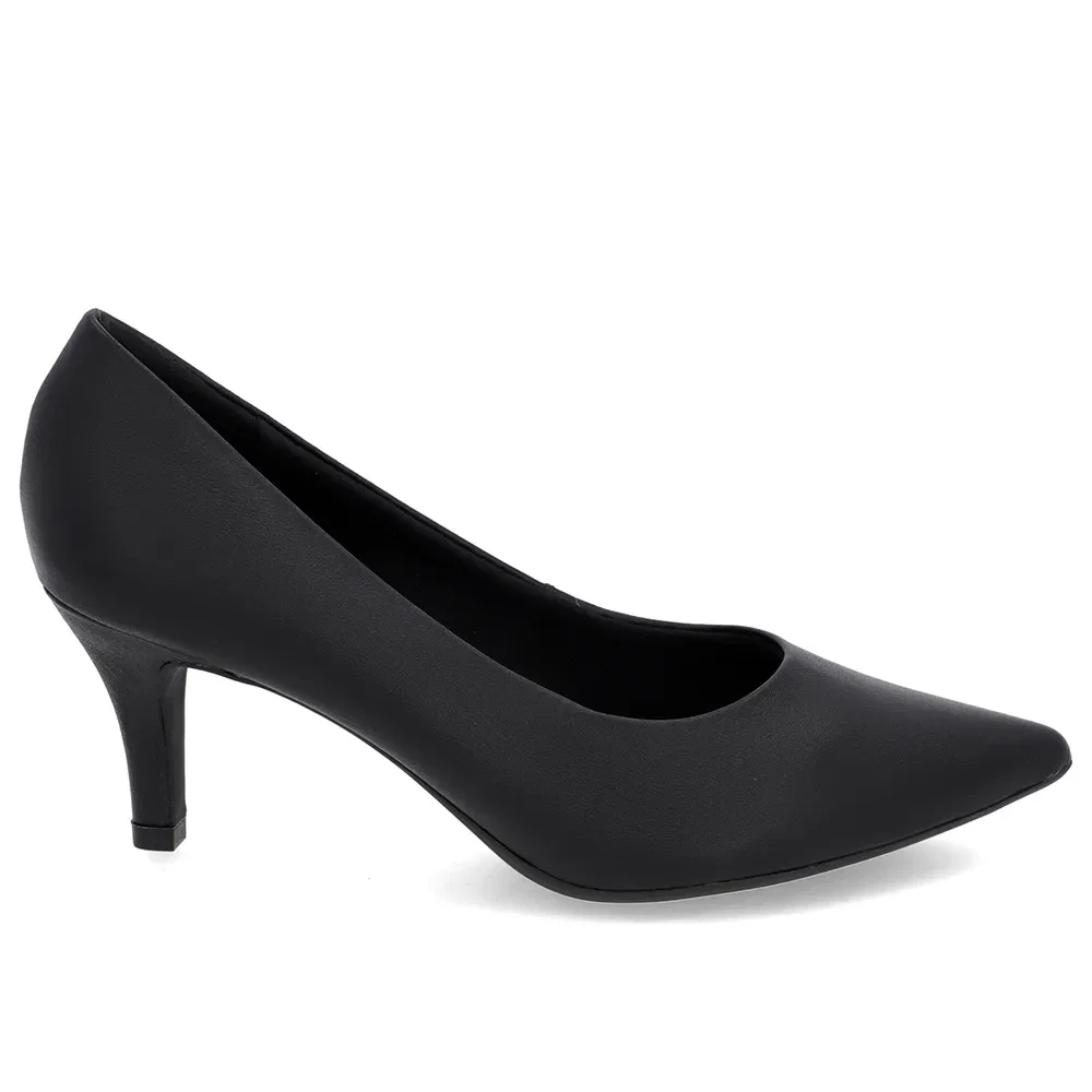 Scarpin Salto Médio Couro Preto Bico Fino — imagem 1
