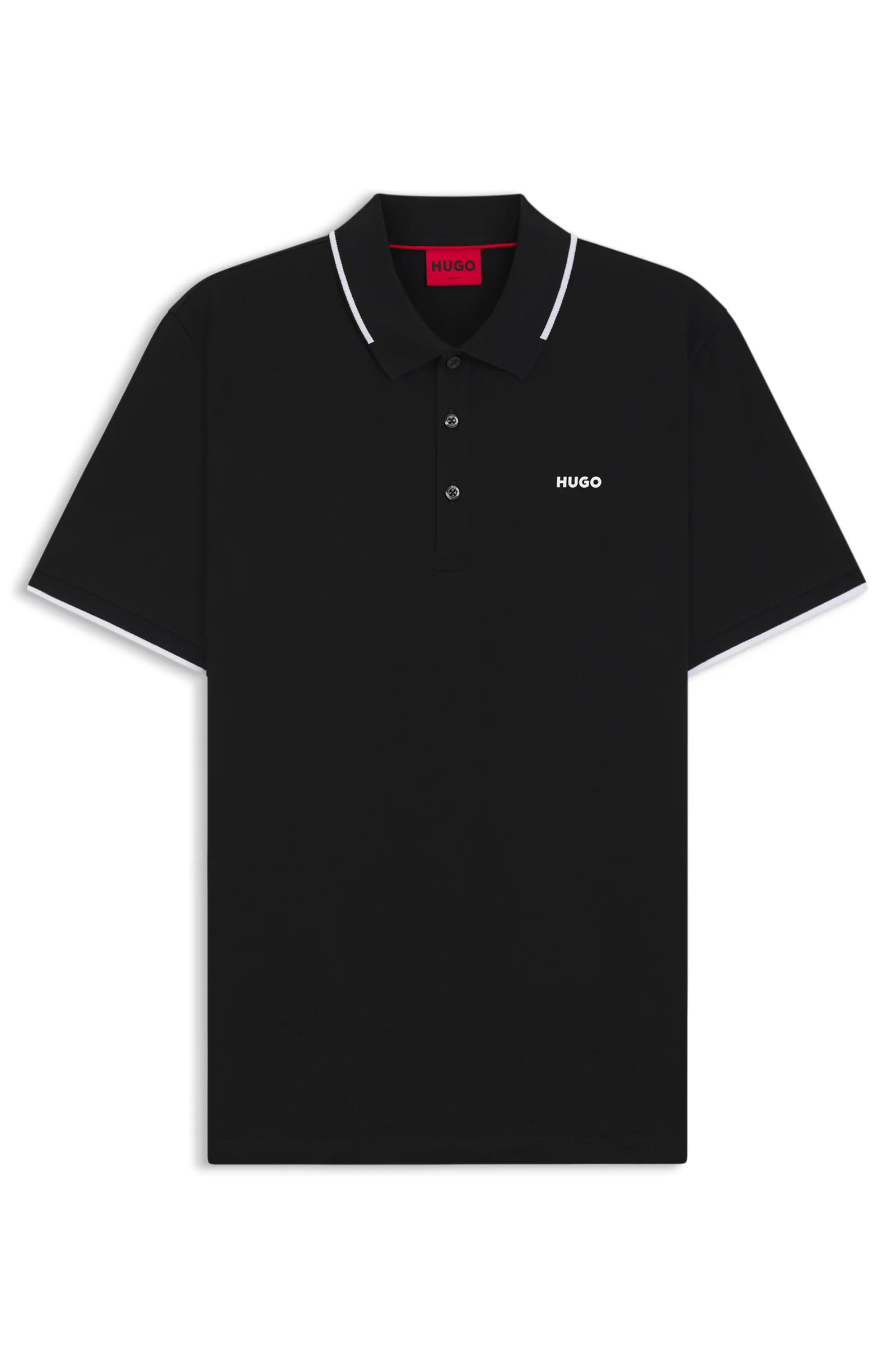 Polo Slim Fit De Algodão Elástico Com Logo Estampado — imagem 1