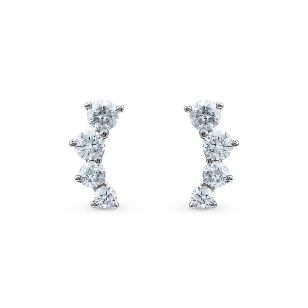 Brinco Ear Cuff em Ouro Branco 18k com Diamantes