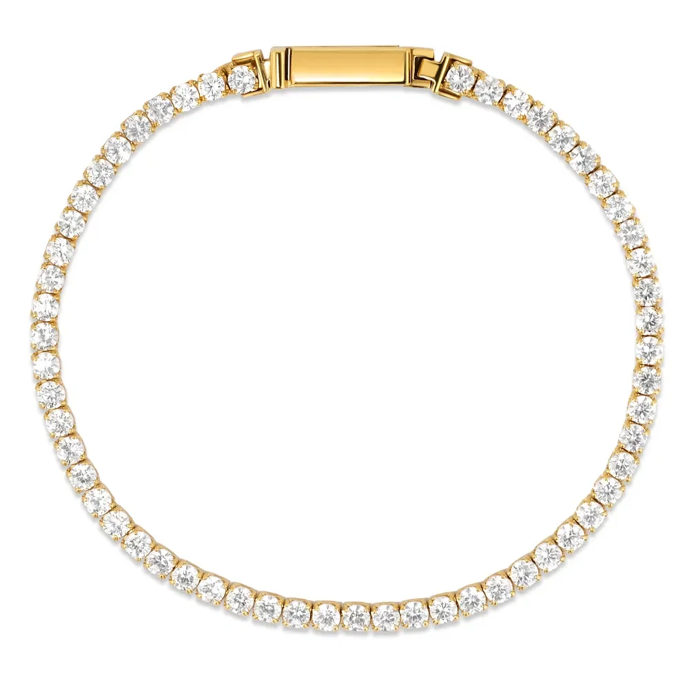 Pulseira Life Riviera em Prata 925 com Banho de Ouro Amarelo 18k e Pedras Incolores — imagem 1