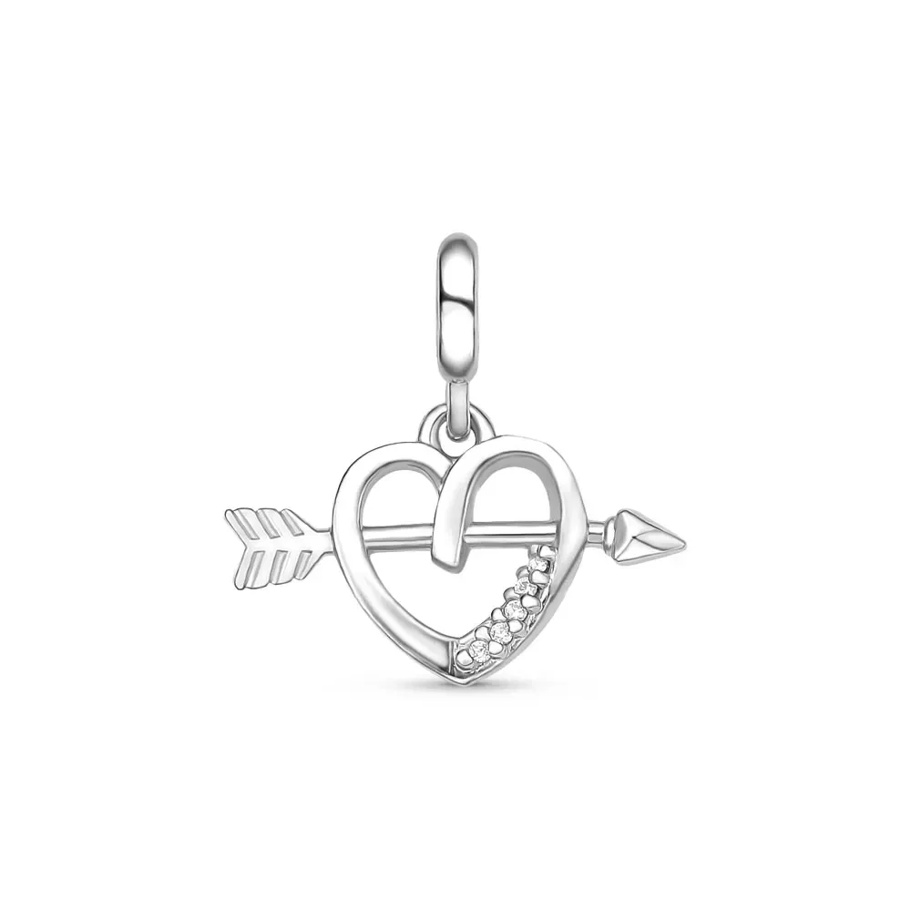 Pingente Life Amor Coração Cupido em Prata 925 com Zircônias Incolores — imagem 1