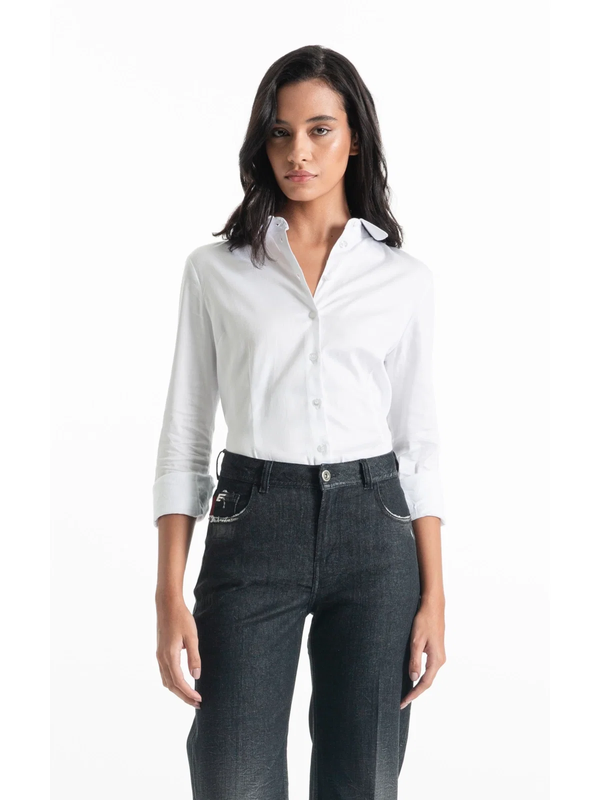 Camisa Satin Ly Slim Xangai Fusioned Branco — imagem 1