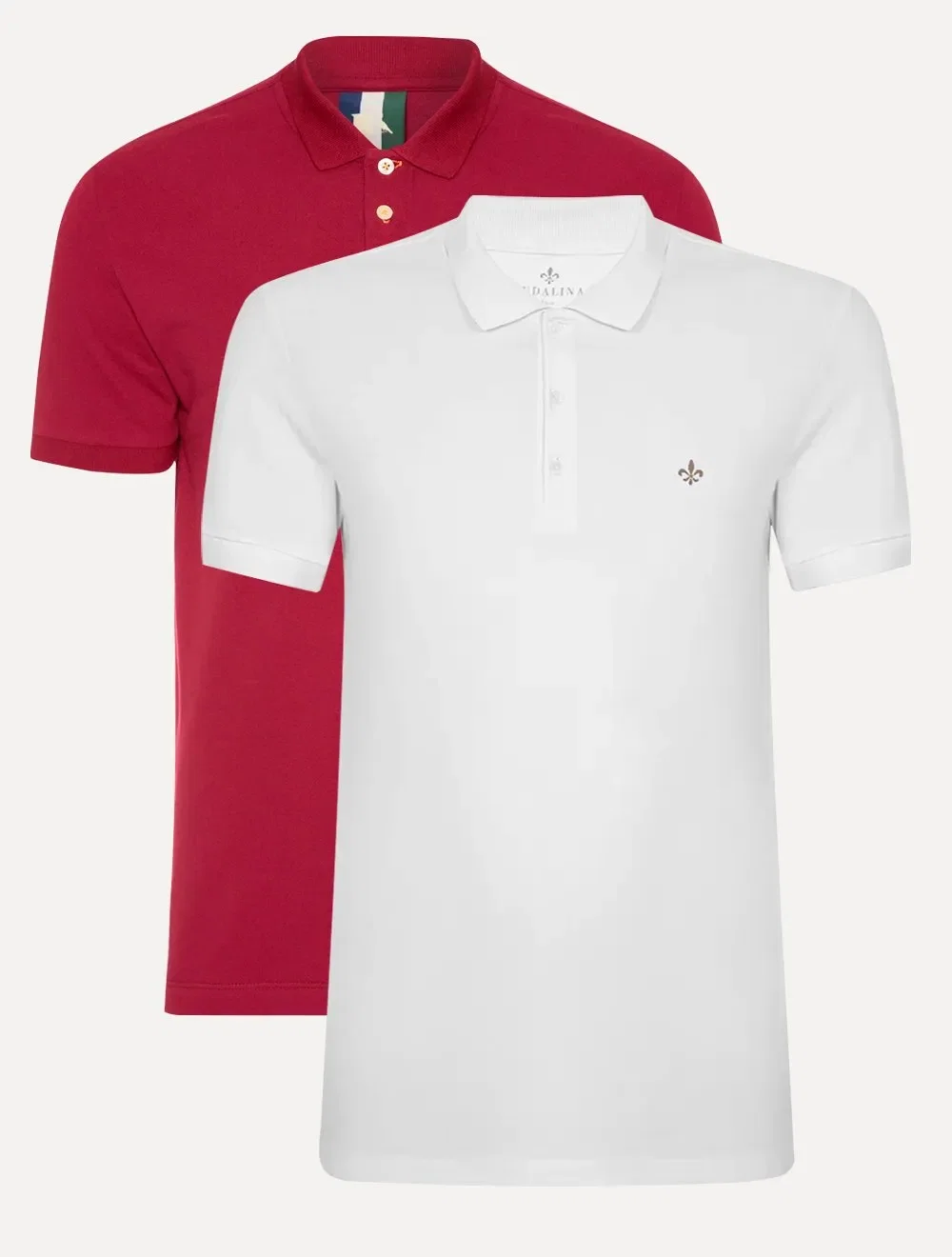 Kit Polos Masculina Reserva e Dudalina | Piquet Bordô / Branca