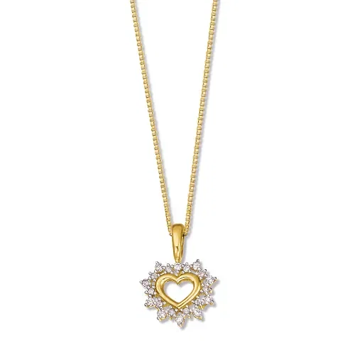 Pingente Poema Coração em Ouro Amarelo e Ouro Branco 18k com Diamantes, 13mm